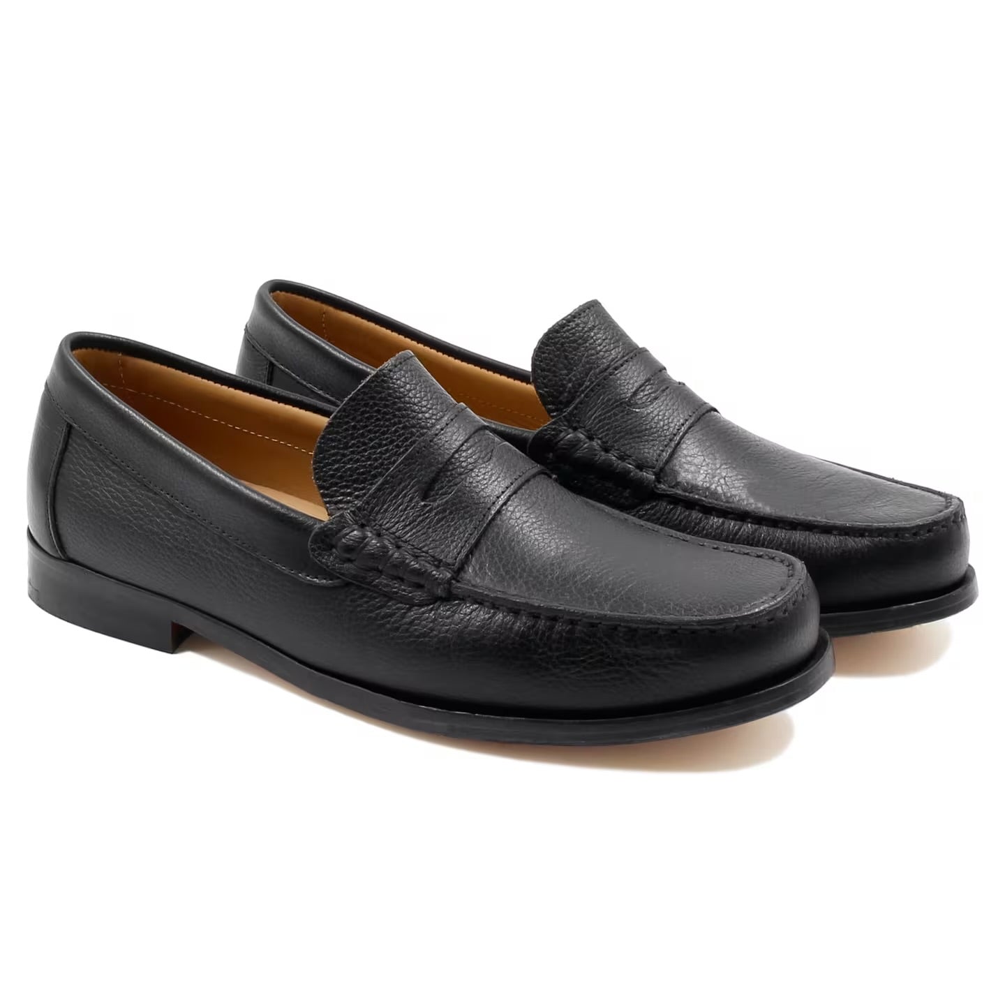 Men Black Grained Genuine Leather Moccasins | Hides&Cult