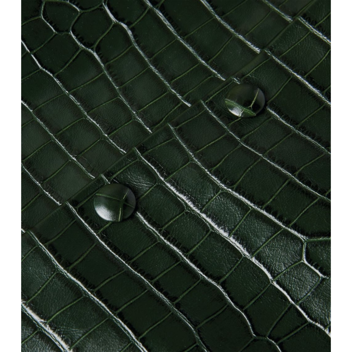 Womens Green Croc Embossed Effect Midi Length Genuine Leather Skirt