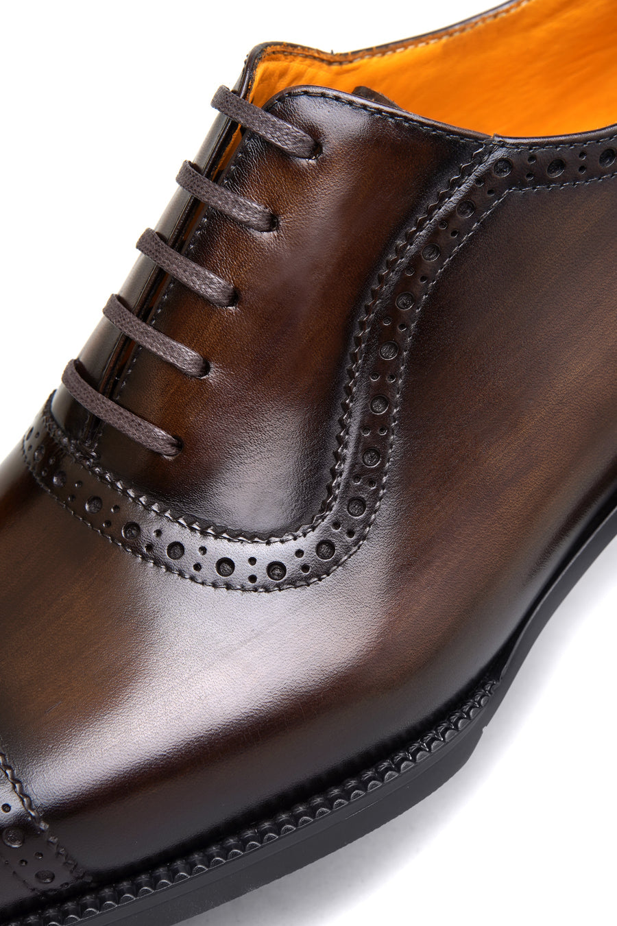 Brown Patina Toe Cut Oxford Brogue Shoes | Hides&Cult