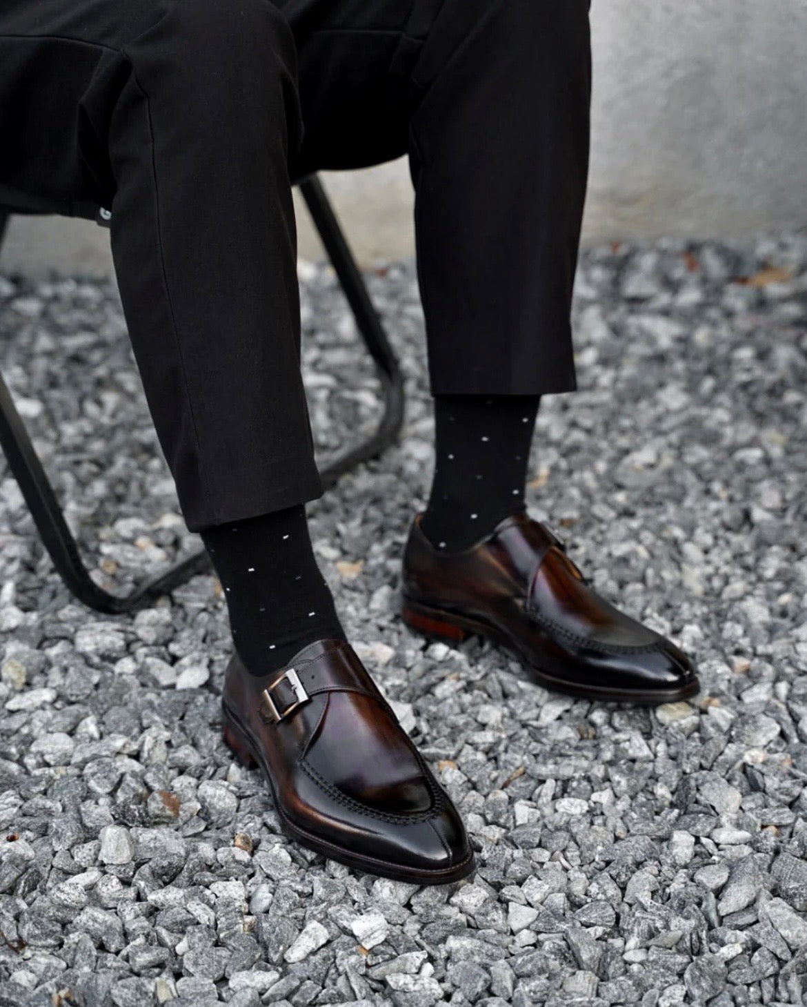 Brown Patina Single Monk Strap Shoes - CLEARANCE EVENT