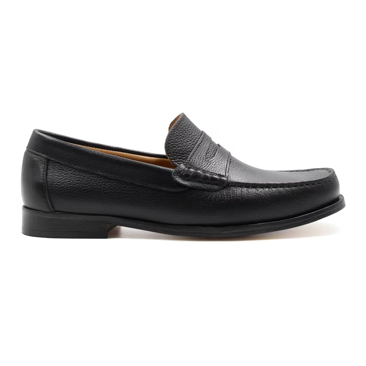 Men Black Grained Genuine Leather Moccasins | Hides&Cult