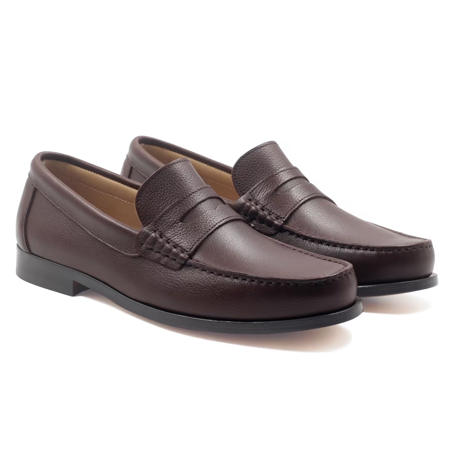 Men Black Grained Genuine Leather Moccasins | Hides&Cult