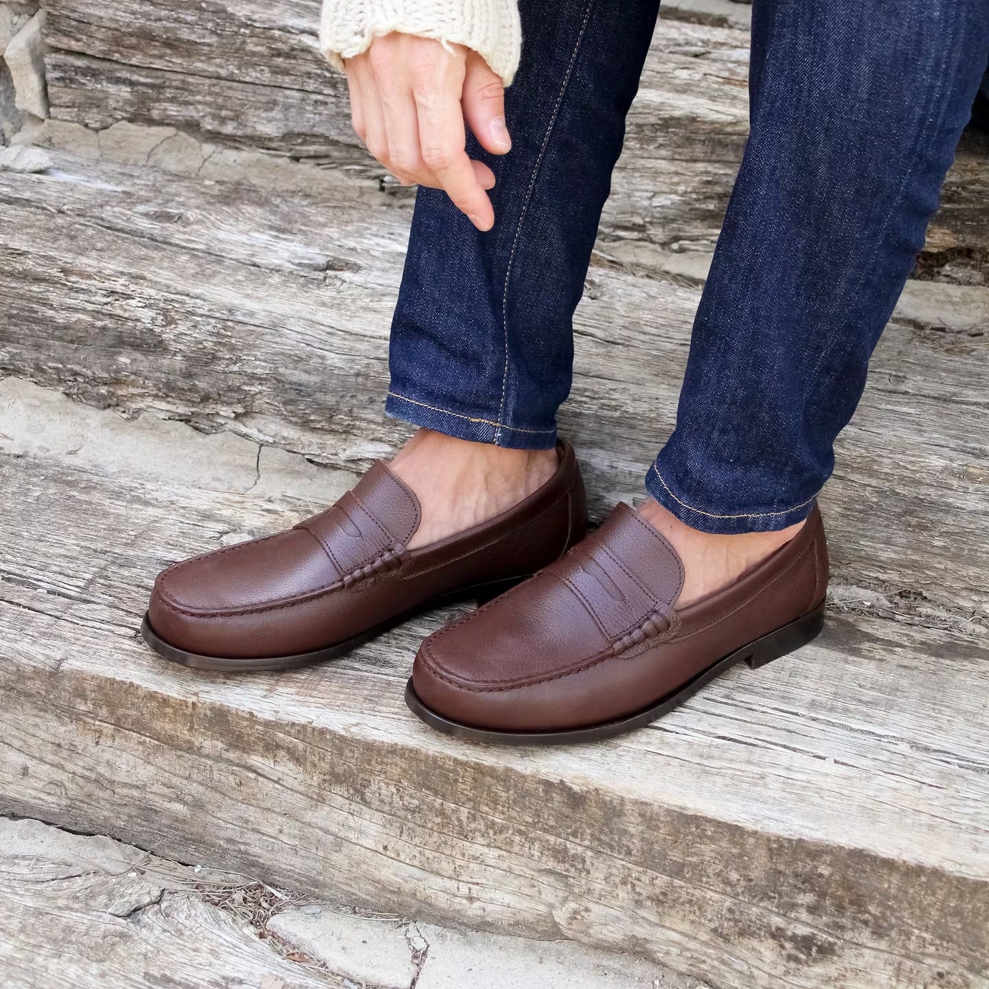 Men Black Grained Genuine Leather Moccasins | Hides&Cult