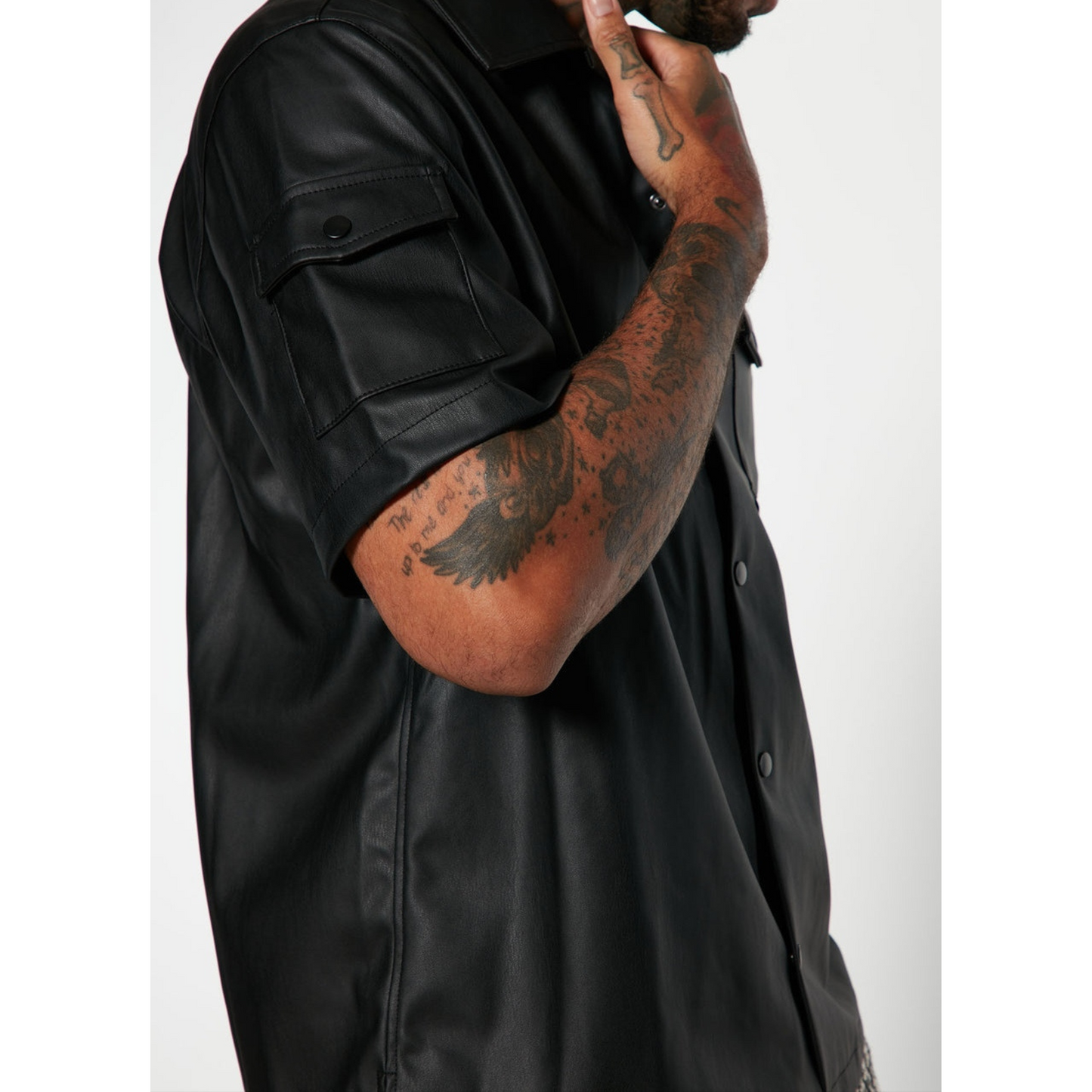 Mens Black Genuine Leather Shirt