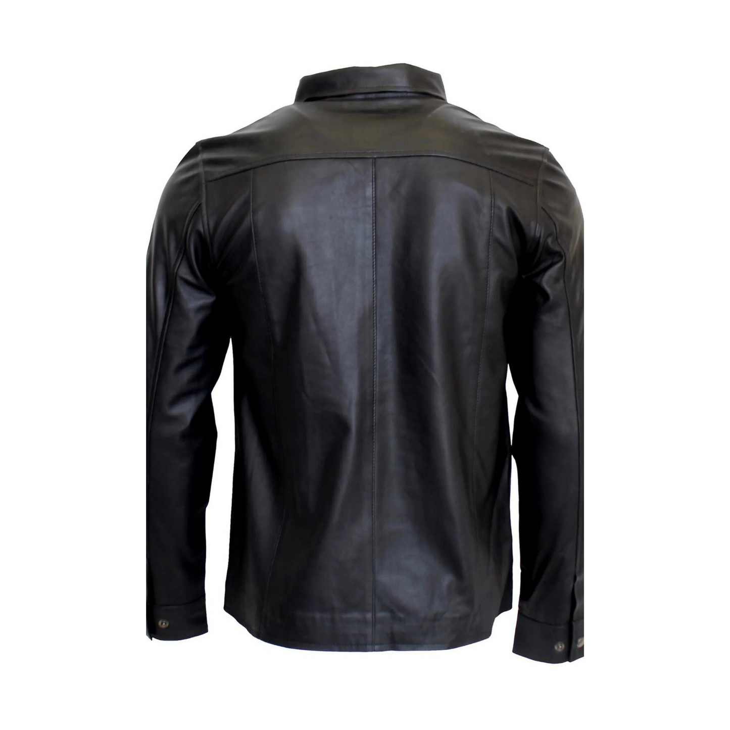 Mens Black Nappa Leather Denim Shirt