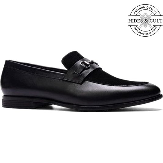 Black Buckled Leather SlipOn Loafers - CLEARANCE EVENT