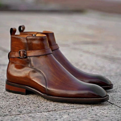 Patina Brown Classic Italian Single Strap Chelsea Boots | Hides&Cult