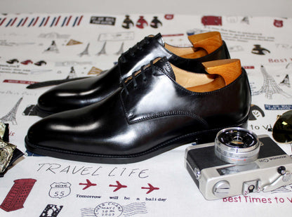 Black Derby Lace Up Shoes - Pointed Toe | Hides&Cult