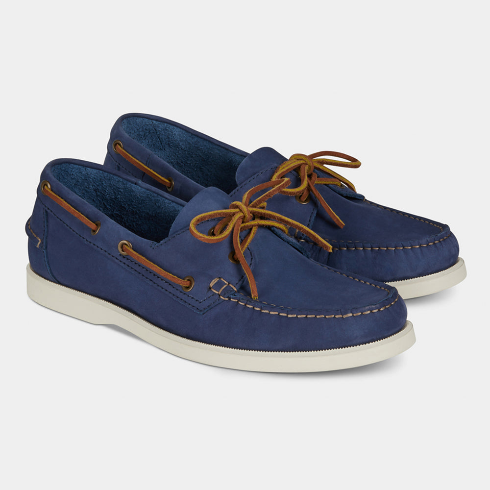 Men's Light Blue - Tobacco Brown Nubuck Laced Boat Shoes | Hides&Cult