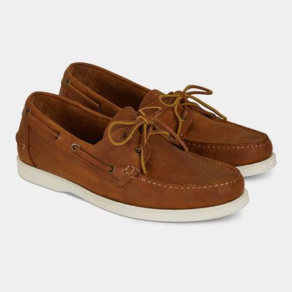 Men's Light Blue - Tobacco Brown Nubuck Laced Boat Shoes | Hides&Cult