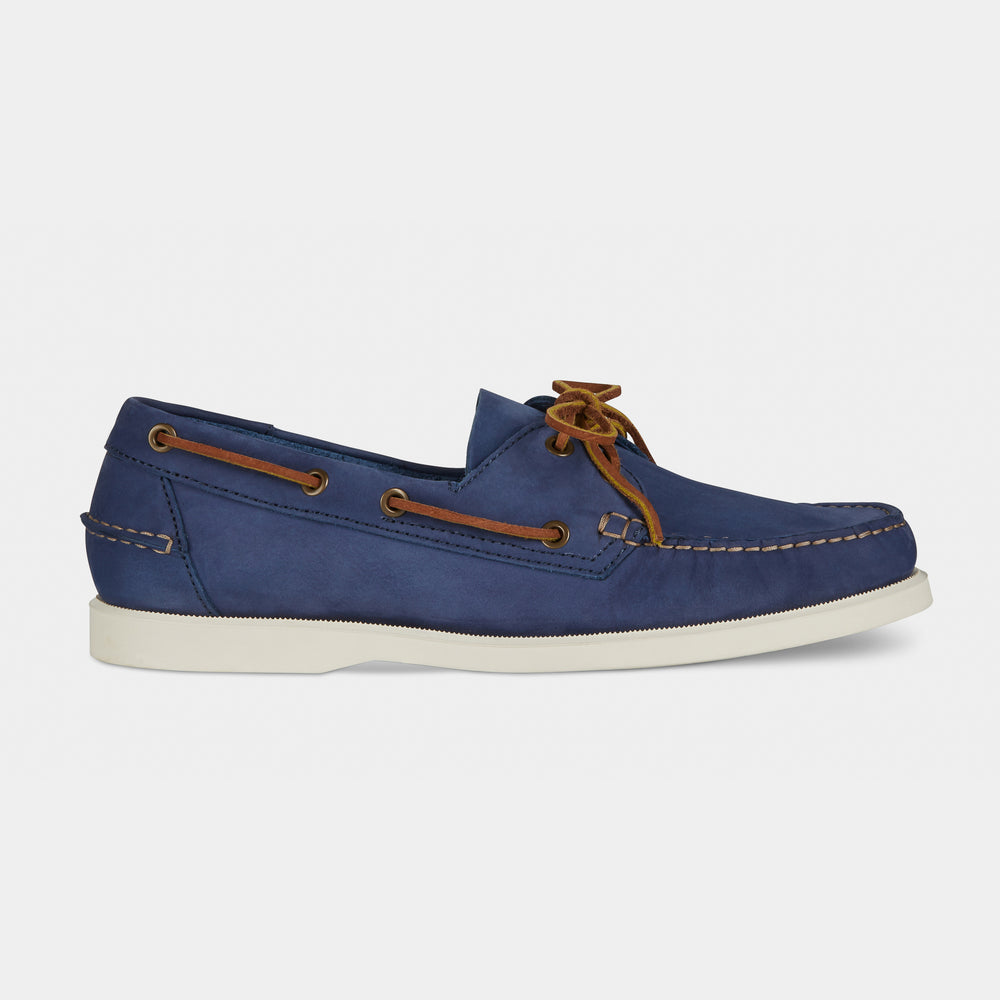 Men's Light Blue - Tobacco Brown Nubuck Laced Boat Shoes | Hides&Cult