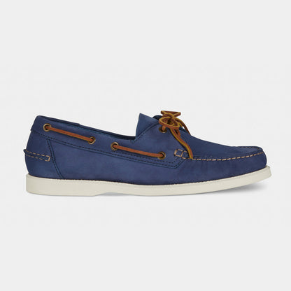 Men's Light Blue - Tobacco Brown Nubuck Laced Boat Shoes | Hides&Cult