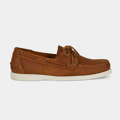 Men's Light Blue - Tobacco Brown Nubuck Laced Boat Shoes | Hides&Cult
