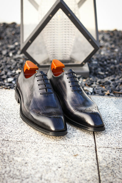 Grey Patina Finish Whole-cut Oxfords | Hides&Cult