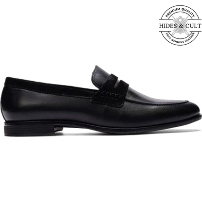 Classic Black Leather Moccasin Loafers - CLEARANCE EVENT