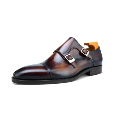Brown Double Monk Strap Shoes | Hides&Cult