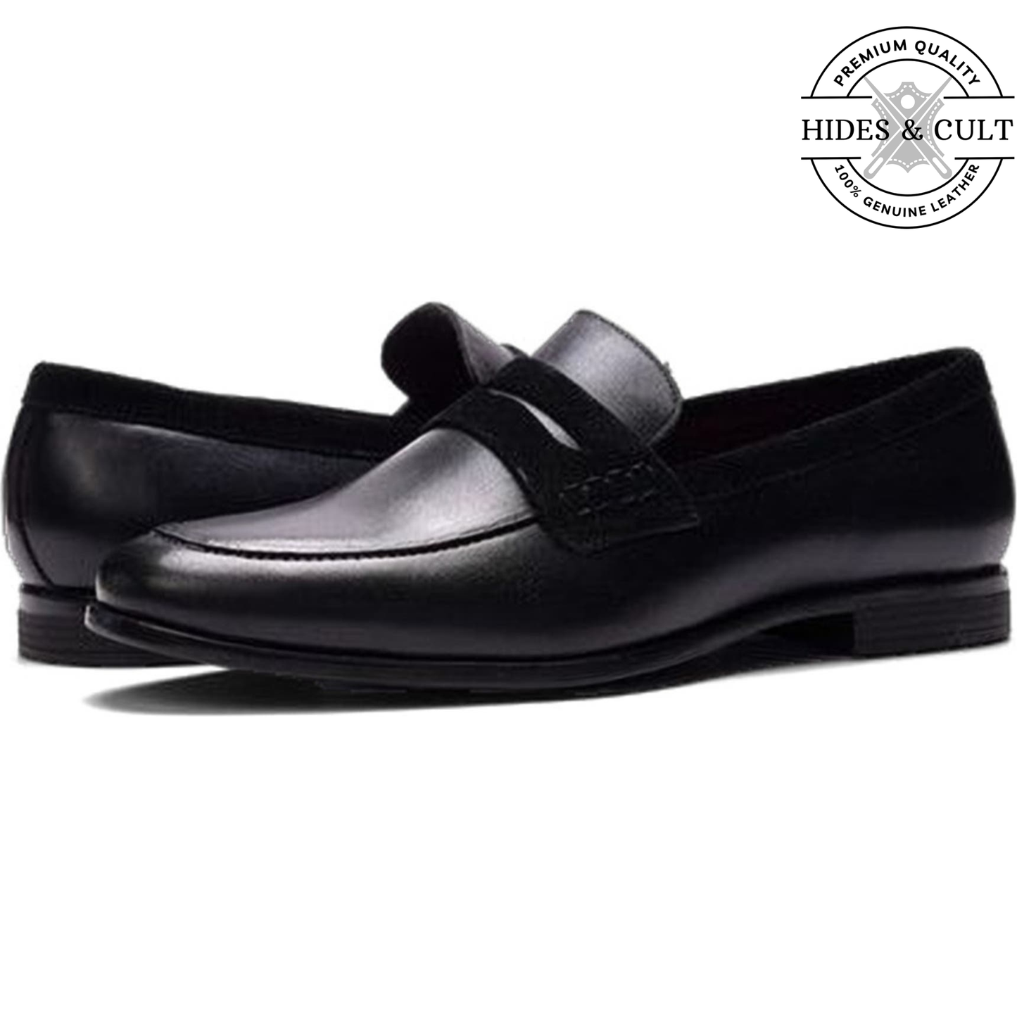 Classic Black Leather Moccasin Loafers - CLEARANCE EVENT