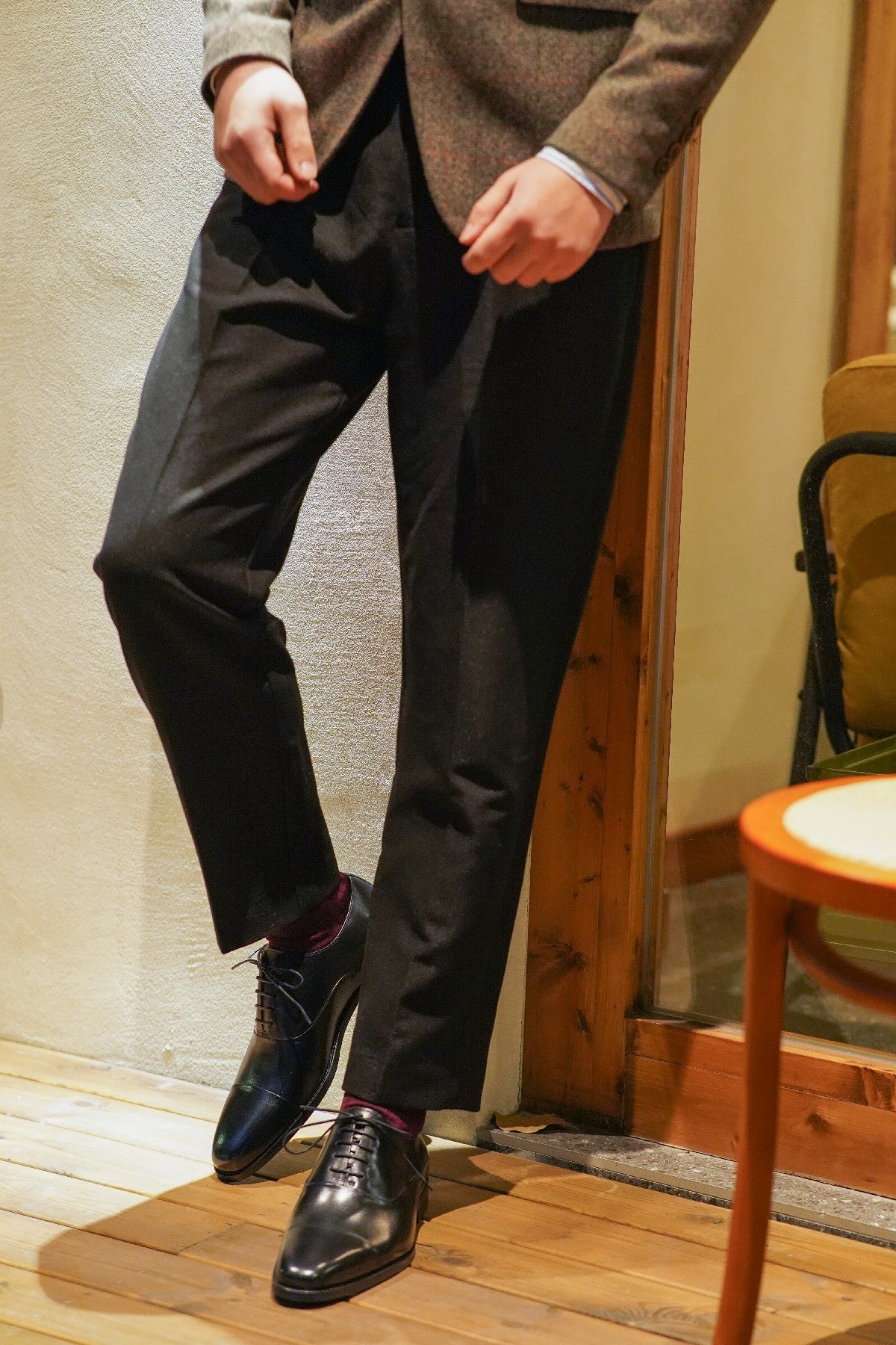 Black Cap Toe Leather Oxfords - Italian Square Toe | Hides&Cult