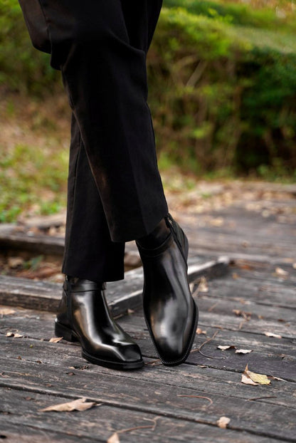 Patina Brown Classic Italian Single Strap Chelsea Boots | Hides&Cult