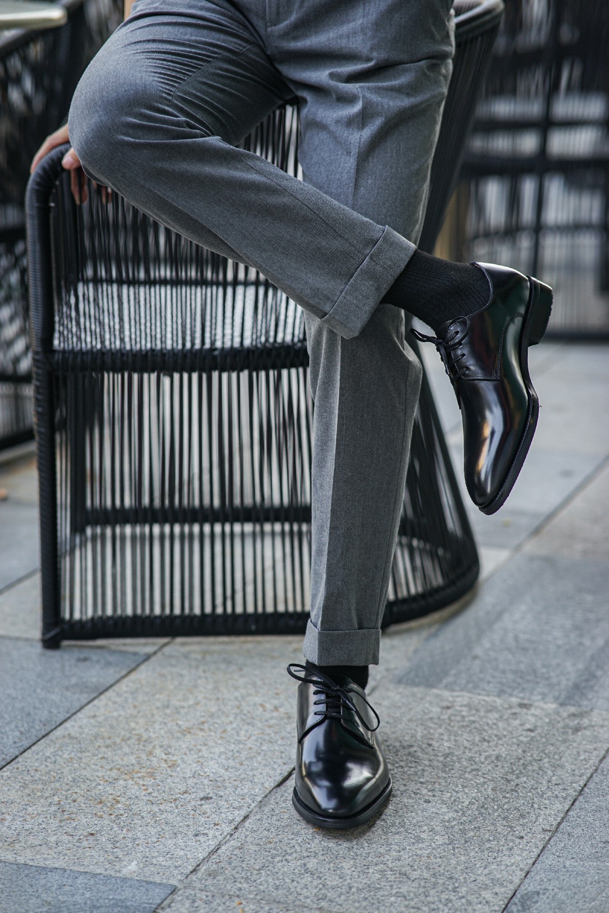 Black Derby Lace Up Shoes - Pointed Toe | Hides&Cult
