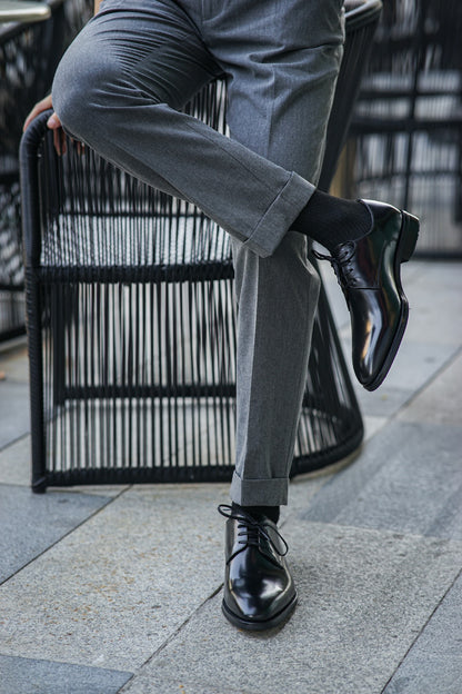 Black Derby Lace Up Shoes - Pointed Toe | Hides&Cult