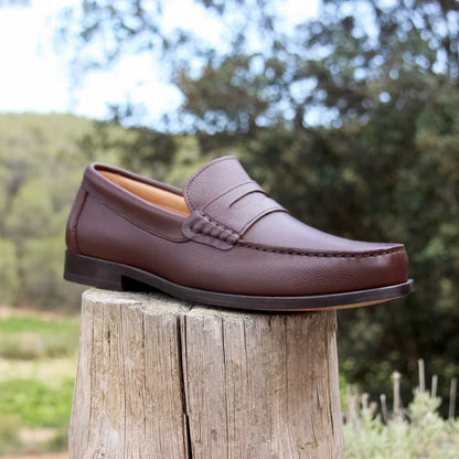 Men Black Grained Genuine Leather Moccasins | Hides&Cult