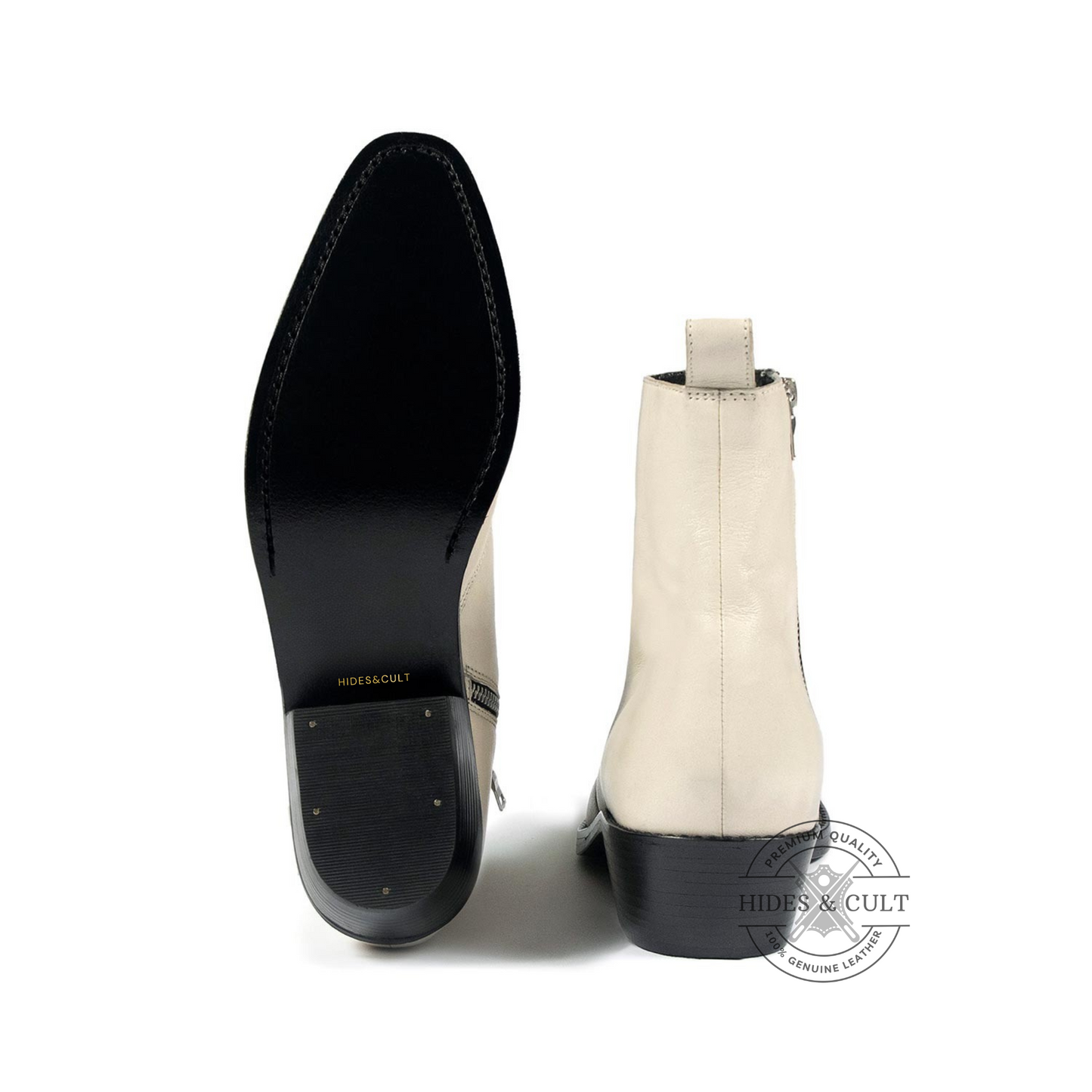 Off White Genuine Leather Chelsea Boots Cuban Heel Men | HidesandCult