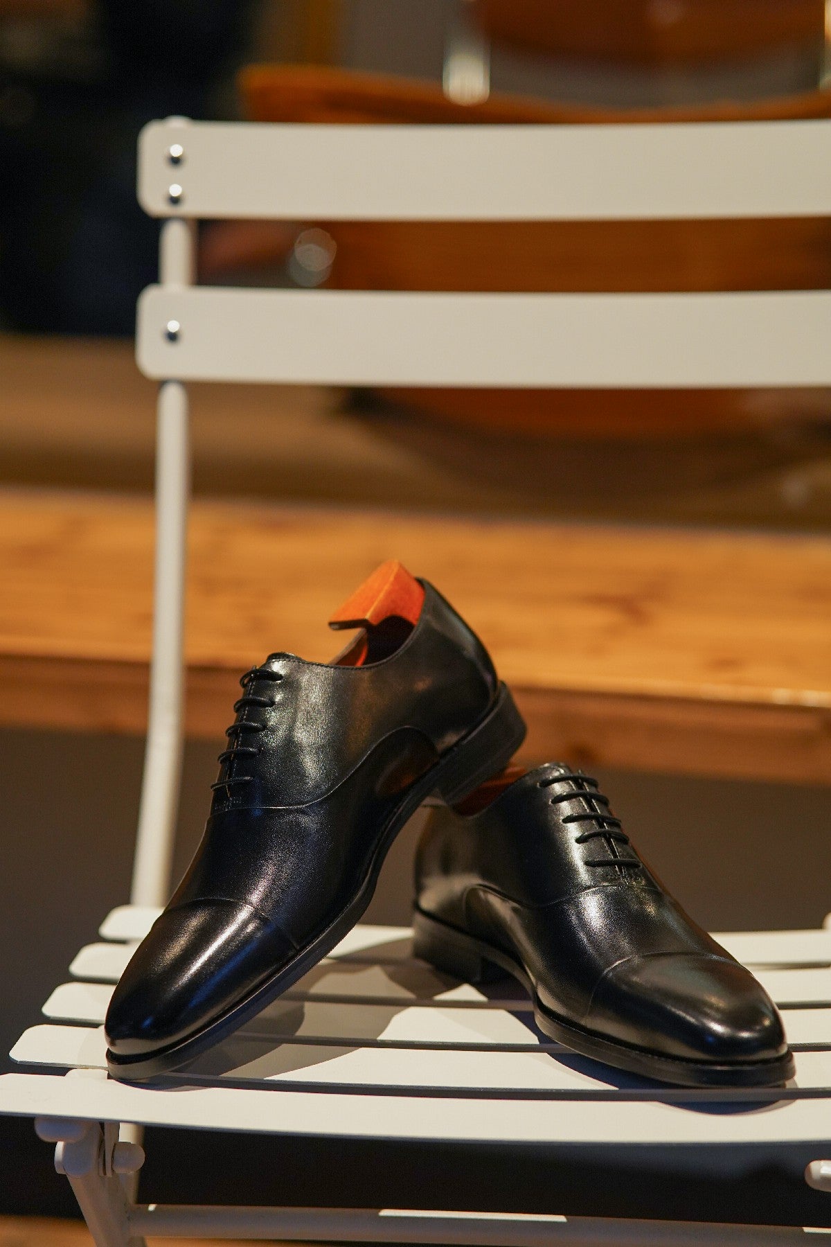 Black Cap Toe Leather Oxfords - Italian Square Toe | Hides&Cult