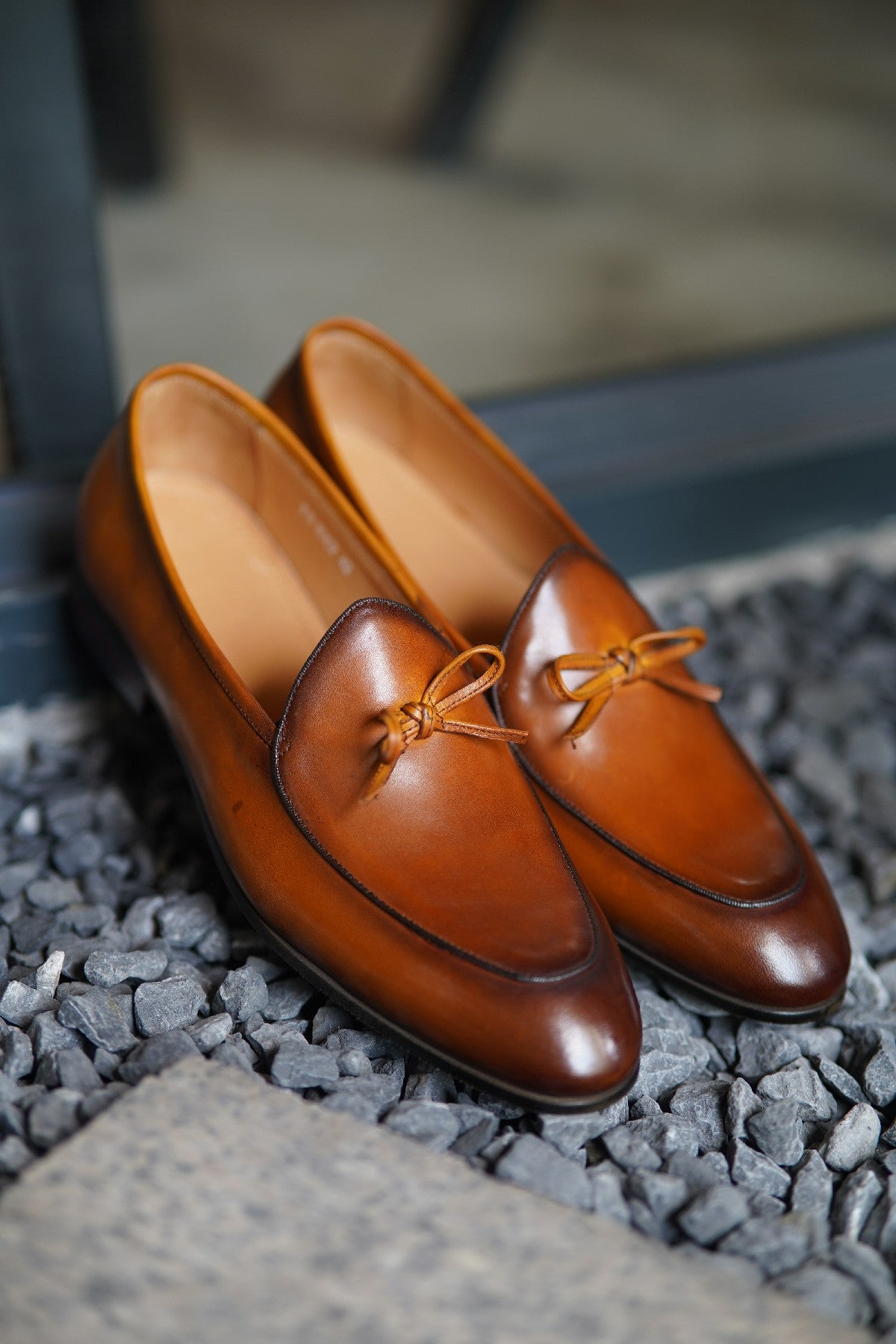 Tan Hand Painted Patina Casual Wedding Tassel Slip On Loafers | Hides&Cult