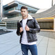 Mens Black - White Furr Collar Motorcycle Biker Genuine Leather Jacket