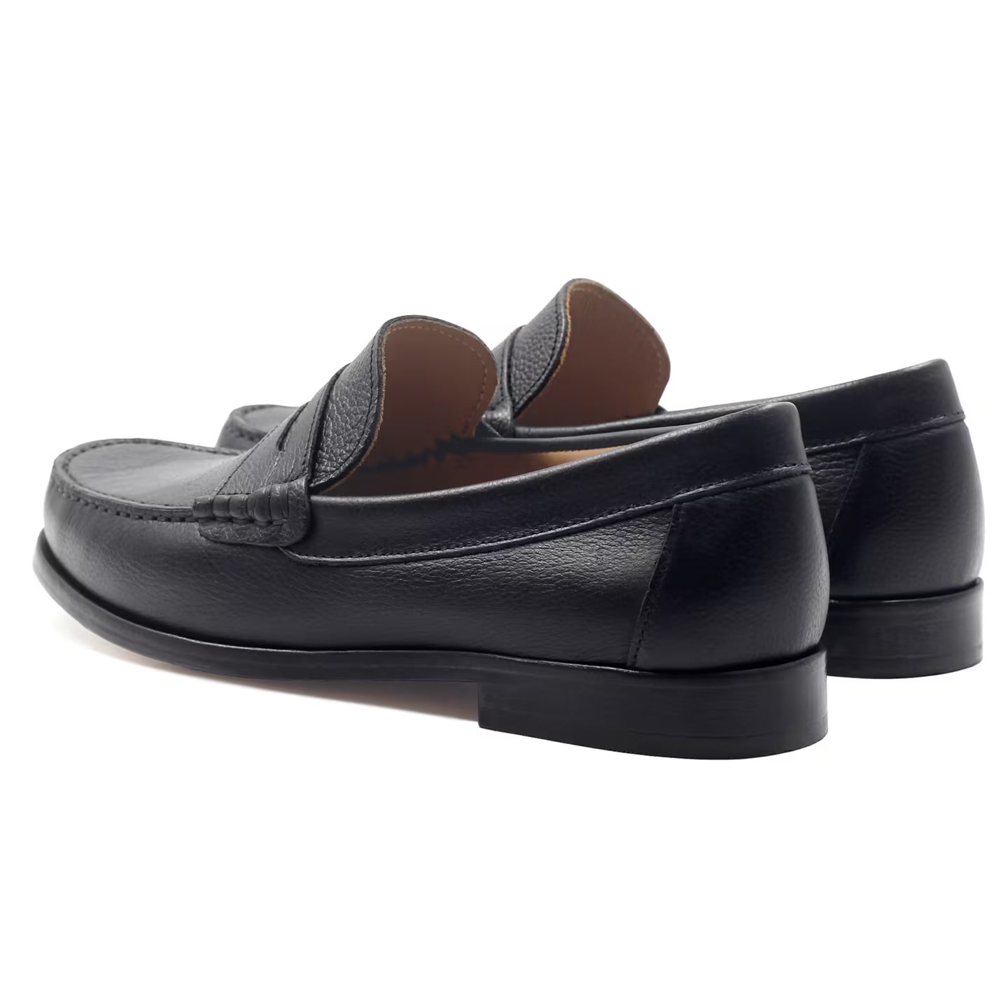 Men Black Grained Genuine Leather Moccasins | Hides&Cult