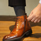 Tan Brown Mock Toe Side Zip Lace Up British Retro Style Leather Boots | Hides&Cult