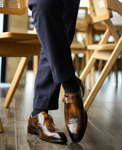 Single Monk Brogue Strap Shoes | Hides&Cult