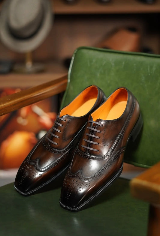 Brown Full Oxford Brogue Shoes | Hides&Cult