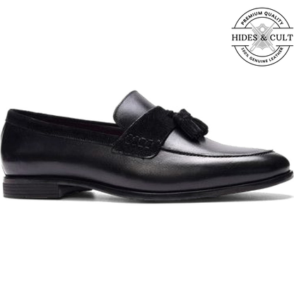 Black Tassel Leather SlipOn Loafers - CLEARANCE EVENT