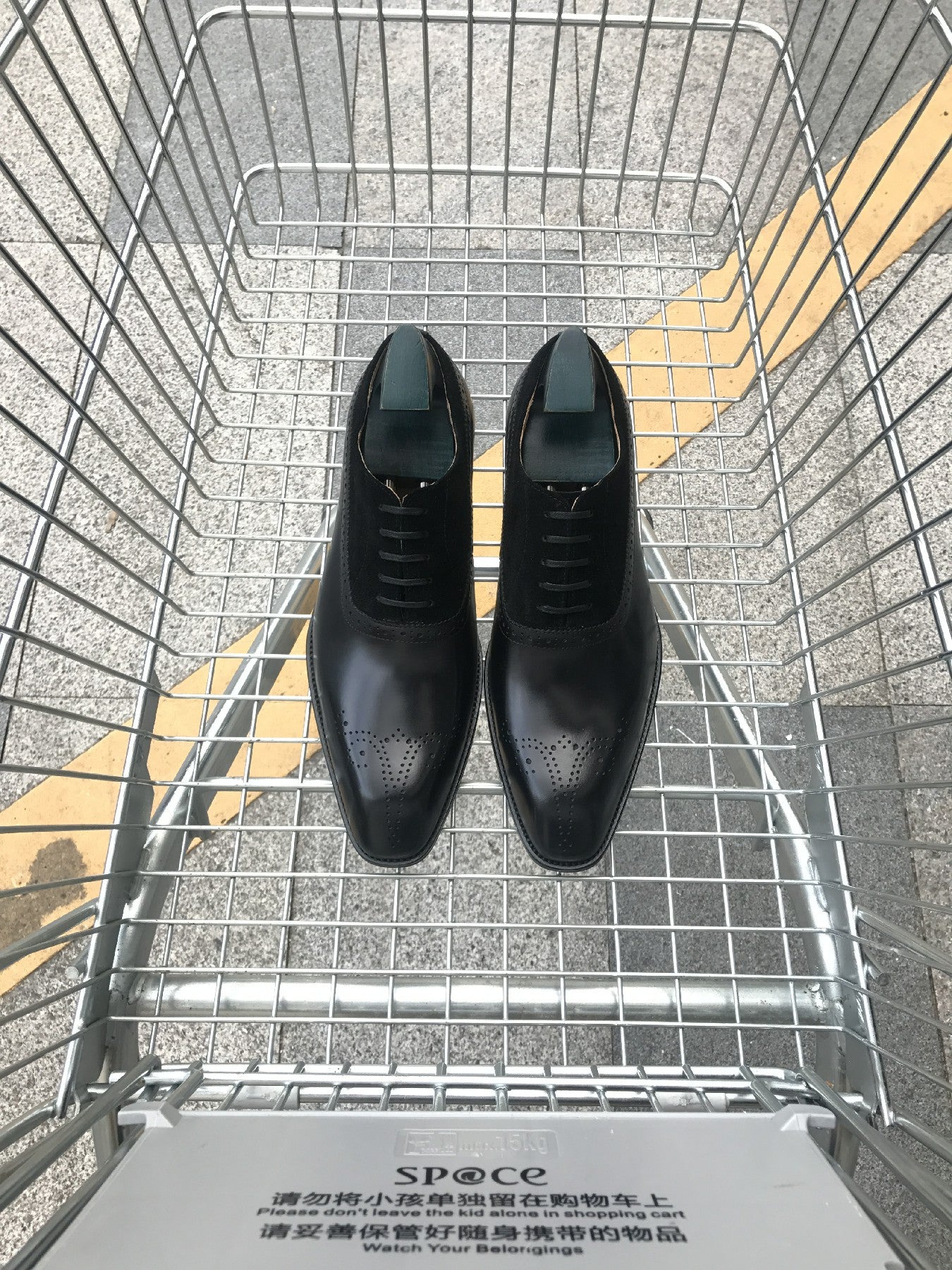 Black - Suede & Leather Brogue Derby Oxfords - Italian Square Toe | Hides&Cult