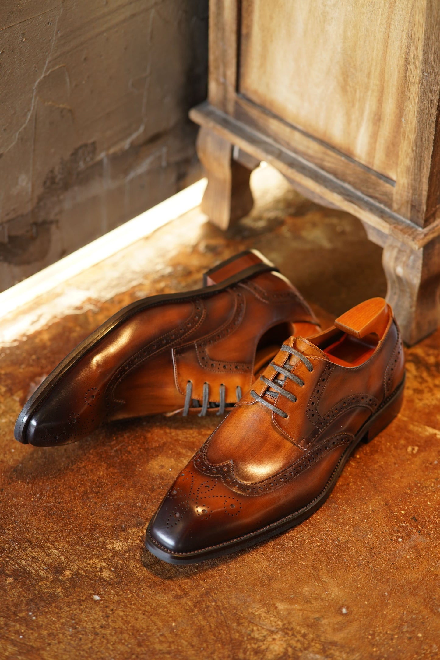 Brown Patina Lace Up Brogue Shoes | Hides&Cult