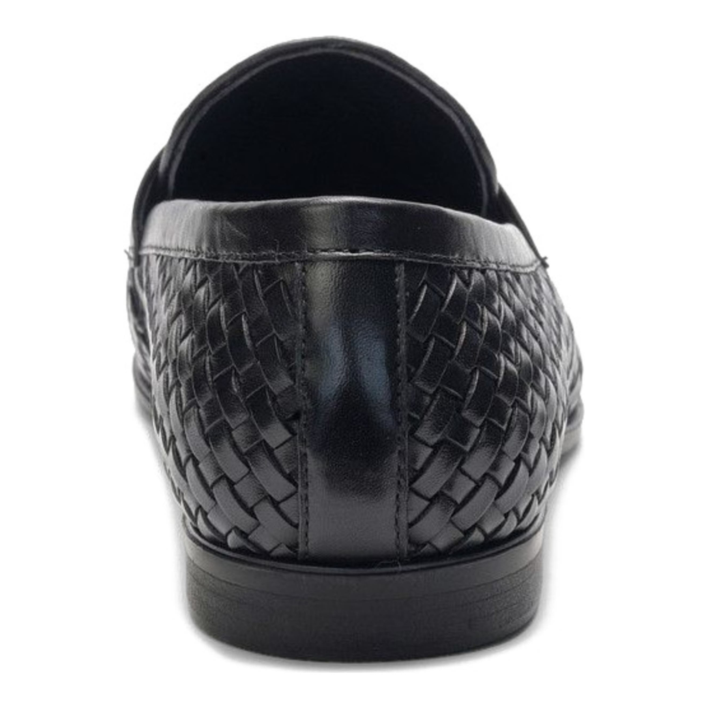Black Woven Party-wear Leather SlipOns | Hides&Cult