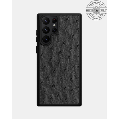 Luxury Exotic Ostrich Print Shockproof Genuine Leather Samsung Galaxy Series Cases