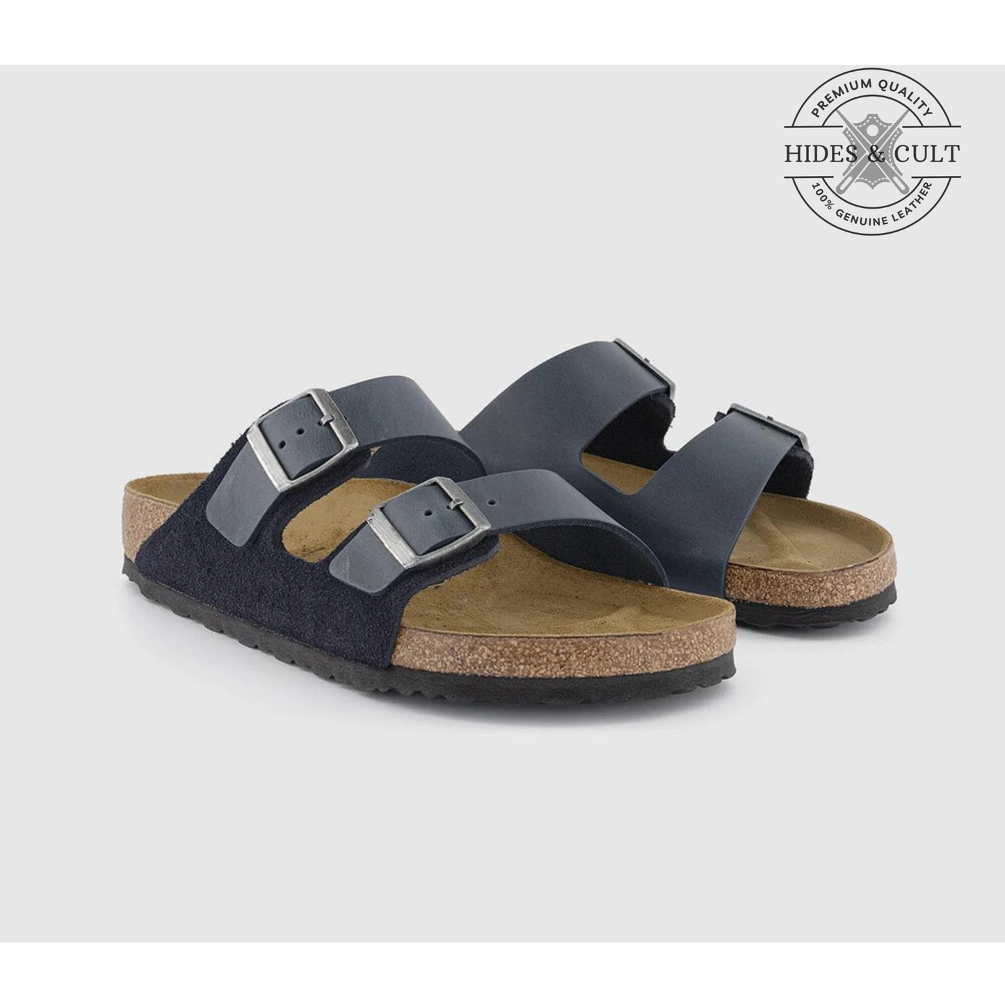 California Two Strap Sandals in Suede Oiled Leather Men's | Hides&Cult