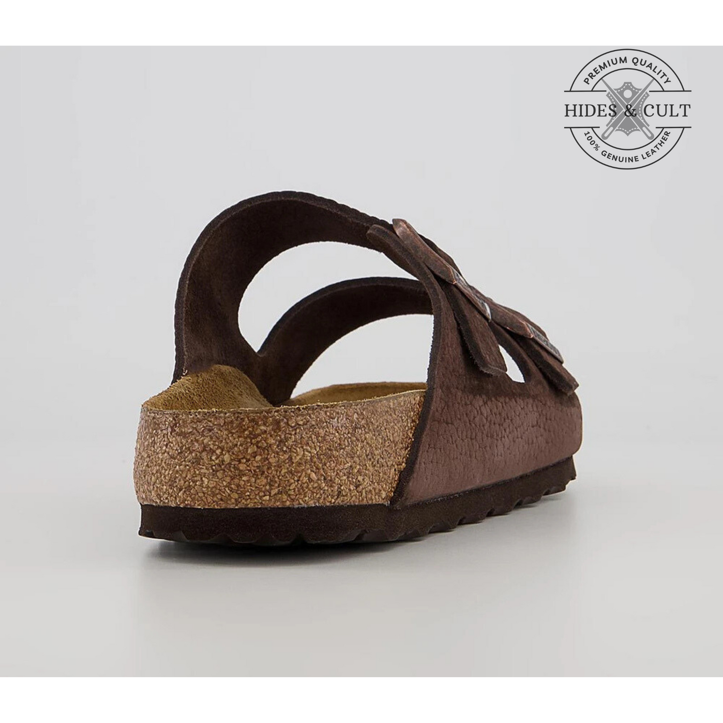 California Two Strap Sandals in Nubuck Brown Leather Men's | Hides&Cult
