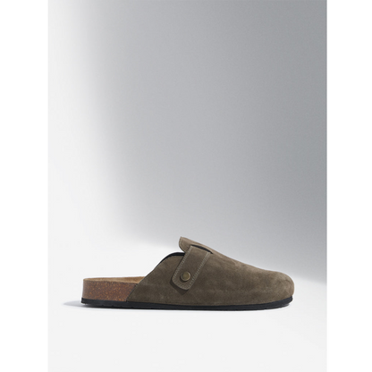 Brooklyn Slip-On Sandals in Suede Olive Leather Men's | Hides&Cult