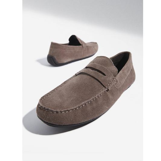 Florida Classic Loafers in Suede Grey Leather Men's | Hides&Cult