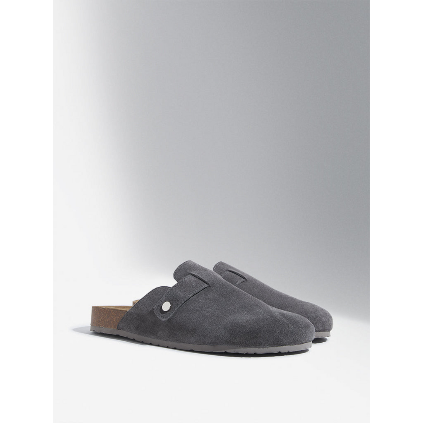 Brooklyn Slip-On Sandals in Suede Grey Leather Men's | Hides&Cult