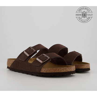 California Two Strap Sandals in Nubuck Brown Leather Men's | Hides&Cult
