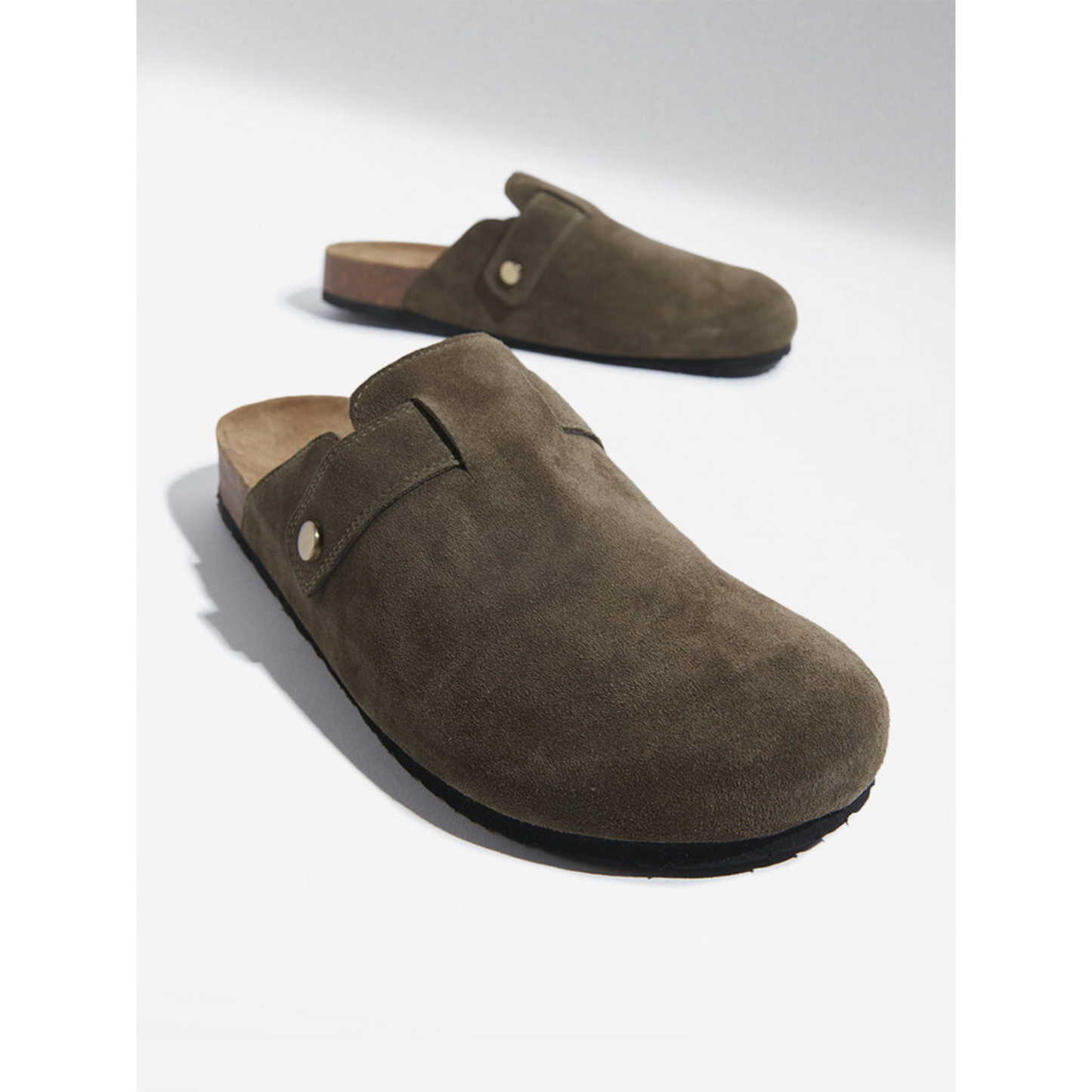 Brooklyn Slip-On Sandals in Suede Olive Leather Men's | Hides&Cult