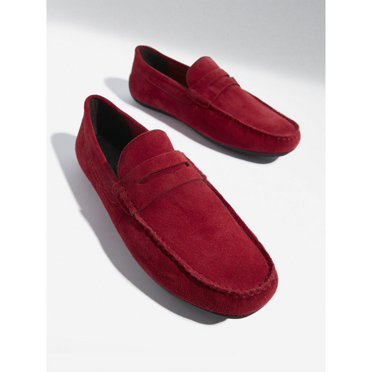 Florida Classic Loafers in Suede Red Leather Men's | Hides&Cult