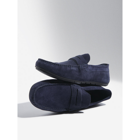 Florida Classic Loafers in Suede Navy Leather Men's | Hides&Cult