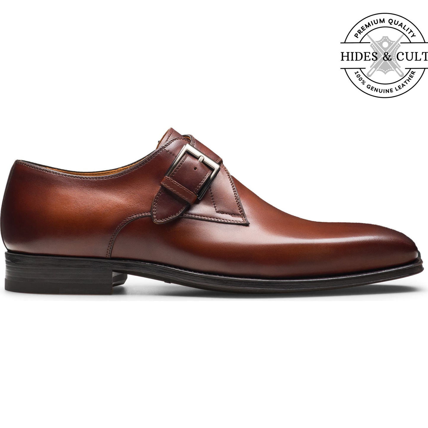 Brown Classic Single Monk Strap Leather Shoes - CLEARANCE EVENT