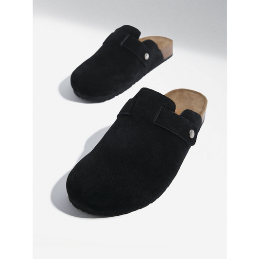 Brooklyn Slip-On Sandals in Suede Black Leather Men's | Hides&Cult